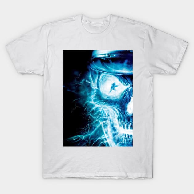 blue flame skull T-Shirt by weekday school